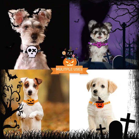 10PCS Adjustable Pet Bowties for Dogs and Cats Halloween Style Dog Bow Ties Pumpkin Specter Dog Accessories Pet Supplies