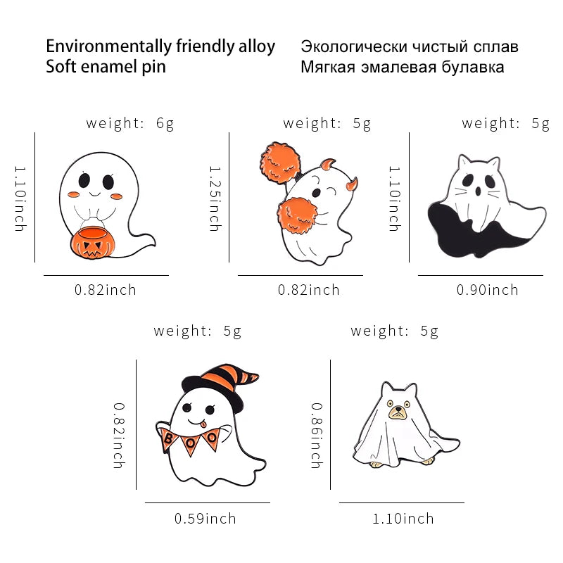 Halloween Enamel Pins Pumpkin Ghost Brooches Metal Badges Collar Backpack Decoration Accessories Halloween Jewelry