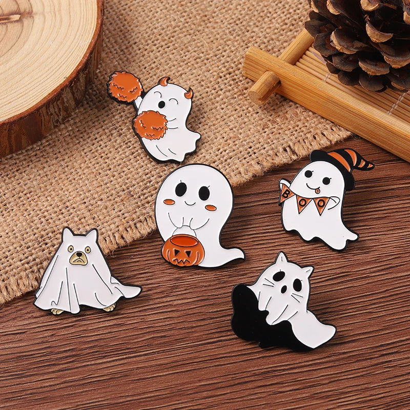 Halloween Enamel Pins Pumpkin Ghost Brooches Metal Badges Collar Backpack Decoration Accessories Halloween Jewelry