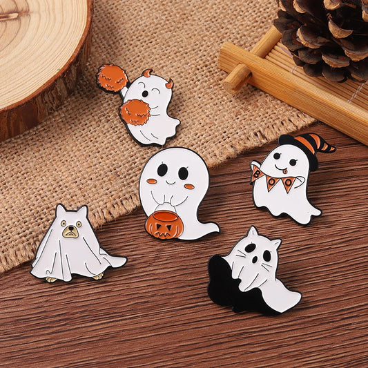 Halloween Enamel Pins Pumpkin Ghost Brooches Metal Badges Collar Backpack Decoration Accessories Halloween Jewelry