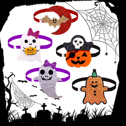 10PCS Adjustable Pet Bowties for Dogs and Cats Halloween Style Dog Bow Ties Pumpkin Specter Dog Accessories Pet Supplies
