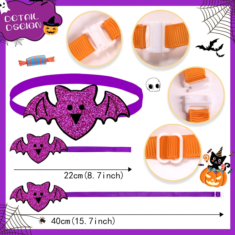 10PCS Adjustable Pet Bowties for Dogs and Cats Halloween Style Dog Bow Ties Pumpkin Specter Dog Accessories Pet Supplies