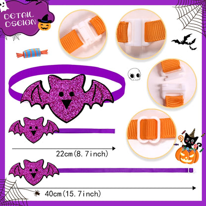 10PCS Adjustable Pet Bowties for Dogs and Cats Halloween Style Dog Bow Ties Pumpkin Specter Dog Accessories Pet Supplies